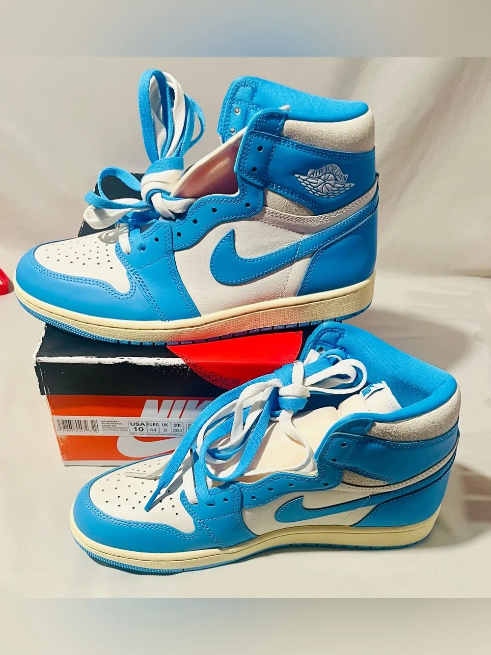 Nike Air Jordan 1 High Top Retro- White & Baby Blue - 10